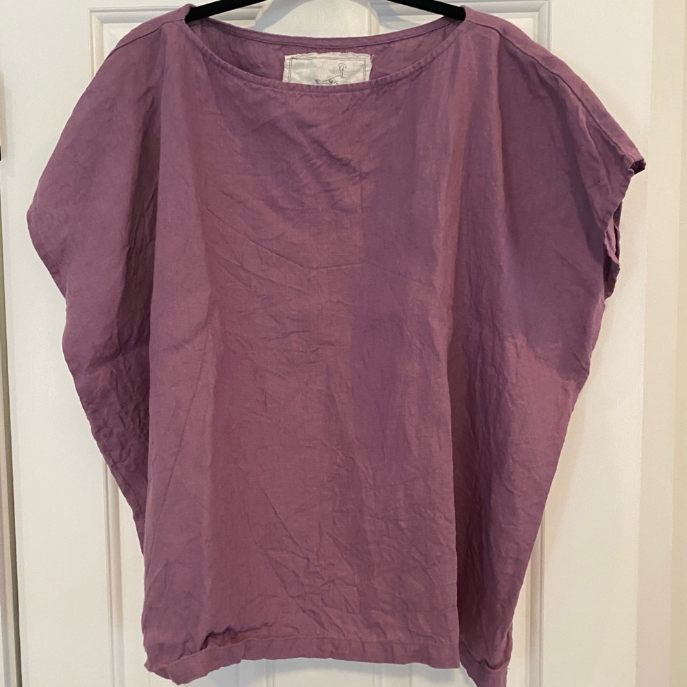 notperfectlinen Square linen top FLORENCE in dusty lavender